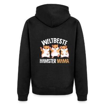 Hamster Mama Goldhamster Damen - Unisex Premium Bio Zip Hoodie - Schwarz - Hinten - Nico (187cm)