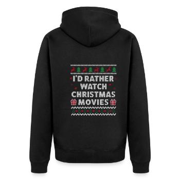 Christmas Movies Ugly Christmas Design Funny Xmas - Unisex Premium Bio Zip Hoodie - Schwarz - Hinten - Nico (187cm)