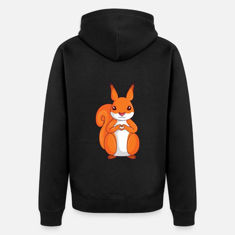 Eichhörnchen Liebe Kinder Mädchen Damen - Unisex Premium Bio Zip Hoodie - Schwarz