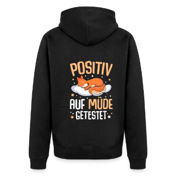 Eichhörnchen Positiv Auf Müde Getestet - Unisex Premium Bio Zip Hoodie - Schwarz - Hinten - Nico (187cm)