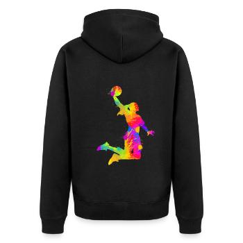 Basketteur basket-ball filles femmes enfants - Veste à capuche bio Premium Unisexe - noir - Dos - Nico (187cm)