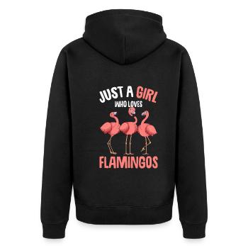 Flamingo Mädchen - Unisex Premium Bio Zip Hoodie - Schwarz - Hinten - Nico (187cm)