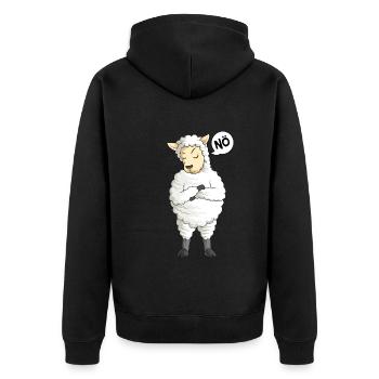 Schaf Nö Schafe Schäfer - Unisex Premium Bio Zip Hoodie - Schwarz - Hinten - Nico (187cm)