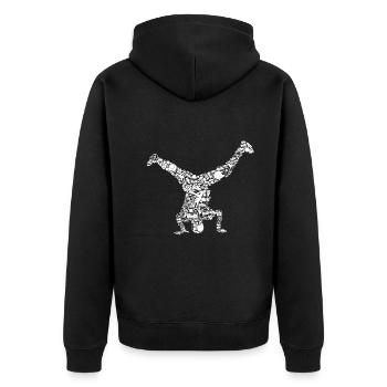 Breakdance Breakdancer Herren Kinder Jungen - Unisex Premium Bio Zip Hoodie - Schwarz - Hinten - Nico (187cm)
