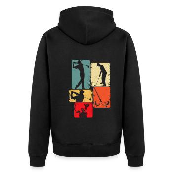 Golf golfers golfers kids boys - Unisex Premium Organic Zip Hoodie - black - Back - Nico (187cm)