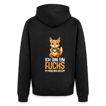 Fuchs Kostüm Füchse Kinder Mädchen Damen - Unisex Premium Bio Zip Hoodie - Schwarz - Hinten - Nico (187cm)