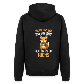 Füchse sind süß Mädchen Kinder Fuchs - Unisex Premium Bio Zip Hoodie - Schwarz - Hinten - Nico (187cm)