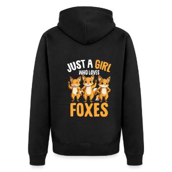 Fox Girls Children - Unisex Premium Organic Zip Hoodie - black - Back - Nico (187cm)