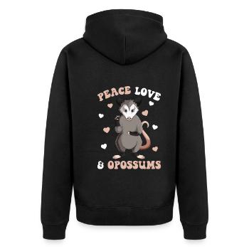 Paix Amour Opossum Enfants Filles Dames - Veste à capuche bio Premium Unisexe - noir - Dos - Nico (187cm)