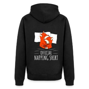 Fox Sleeping Shirt - Unisex Premium Organic Zip Hoodie - black - Back - Nico (187cm)