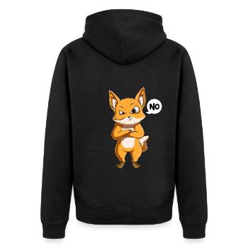 Fuchs Kinder Jungen - Unisex Premium Bio Zip Hoodie - Schwarz - Hinten - Nico (187cm)