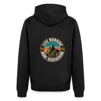 Geocaching Drôle de Geocacher moins de travail - Veste à capuche bio Premium Unisexe - noir - Dos - Nico (187cm)