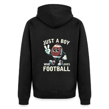 Juste un garçon qui aime les garçons de football hommes - Veste à capuche bio Premium Unisexe - noir - Dos - Nico (187cm)