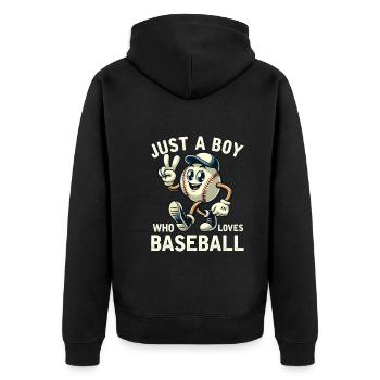 Just A Boy Who Loves Baseball Boys Men - Unisex Premium Organic Zip Hoodie - black - Back - Nico (187cm)