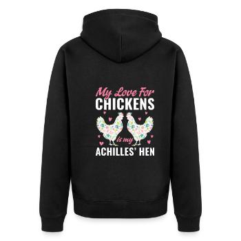 Mon amour pour les poulets drôles drôles d’éleveurs de poulets - Veste à capuche bio Premium Unisexe - noir - Dos - Nico (187cm)
