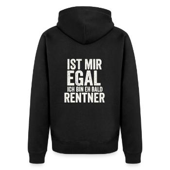Ist mir egal, ich bin eh bald Rentner - Unisex Premium Bio Zip Hoodie - Schwarz - Hinten - Nico (187cm)