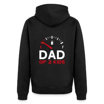 DAD OF 2 KIDS PAPA ZWEI KINDER - Unisex Premium Bio Zip Hoodie - Schwarz - Hinten - Nico (187cm)