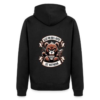 Alles Vor Dem 1 Kaffee Ist Notwehr Morgenmuffel - Unisex Premium Bio Zip Hoodie - Schwarz - Hinten - Nico (187cm)