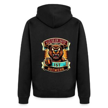Alles Vor Dem 1 Kaffee Ist Notwehr Morgenmuffel - Unisex Premium Bio Zip Hoodie - Schwarz - Hinten - Nico (187cm)