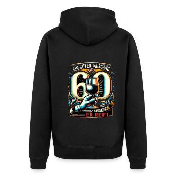 60. Geburtstag Mann Ein Guter Jahrgang - Unisex Premium Bio Zip Hoodie - Schwarz - Hinten - Nico (187cm)
