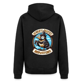 Weltbester Okayer Birdwatcher Vogelbeobachtung - Unisex Premium Bio Zip Hoodie - Schwarz - Hinten - Nico (187cm)