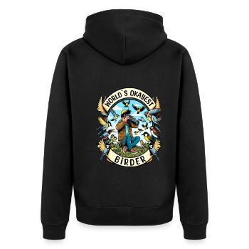 World's Best Okay Birder Birdwatching - Unisex Premium Organic Zip Hoodie - black - Back - Nico (187cm)