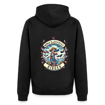 World's Best Okay Birder Birdwatching - Unisex Premium Organic Zip Hoodie - black - Back - Nico (187cm)