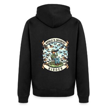 World's Best Okay Birder Birdwatching - Unisex Premium Organic Zip Hoodie - black - Back - Nico (187cm)