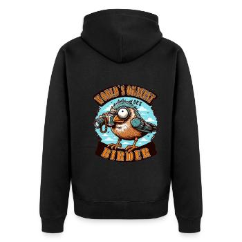 World's Best Okay Birder Birdwatching - Unisex Premium Organic Zip Hoodie - black - Back - Nico (187cm)