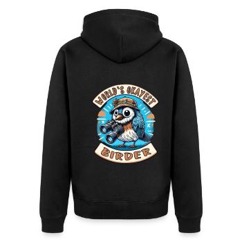 World's Best Okay Birder Birdwatching - Unisex Premium Organic Zip Hoodie - black - Back - Nico (187cm)