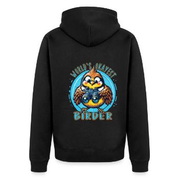 World's Best Okay Birder Birdwatching - Unisex Premium Organic Zip Hoodie - black - Back - Nico (187cm)