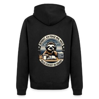 Moment Ich Frage Nach Faultier Call-Center - Unisex Premium Bio Zip Hoodie - Schwarz - Hinten - Nico (187cm)