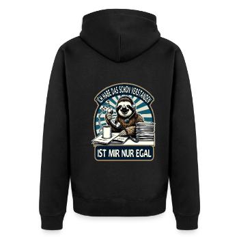 lustiger faLustiger Faultier Spruch Ich Habe Das S - Unisex Premium Bio Zip Hoodie - Schwarz - Hinten - Nico (187cm)