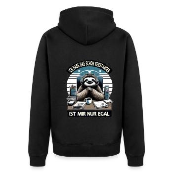 lustiger faLustiger Faultier Spruch Ich Habe Das S - Unisex Premium Bio Zip Hoodie - Schwarz - Hinten - Nico (187cm)