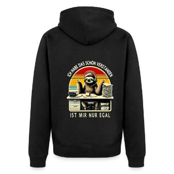 lustiger faLustiger Faultier Spruch Ich Habe Das S - Unisex Premium Bio Zip Hoodie - Schwarz - Hinten - Nico (187cm)