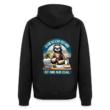lustiger faLustiger Faultier Spruch Ich Habe Das S - Unisex Premium Bio Zip Hoodie - Schwarz - Hinten - Nico (187cm)