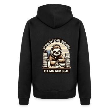 lustiger faLustiger Faultier Spruch Ich Habe Das S - Unisex Premium Bio Zip Hoodie - Schwarz - Hinten - Nico (187cm)