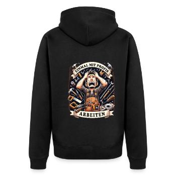 Einmal Mit Profis Arbeiten lustiger Handwerker - Unisex Premium Bio Zip Hoodie - Schwarz - Hinten - Nico (187cm)