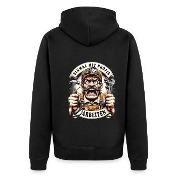 Einmal Mit Profis Arbeiten lustiger Handwerker - Unisex Premium Bio Zip Hoodie - Schwarz - Hinten - Nico (187cm)