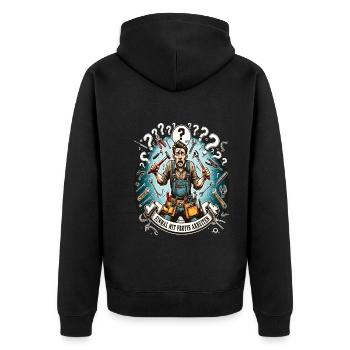 Einmal Mit Profis Arbeiten lustiger Handwerker - Unisex Premium Bio Zip Hoodie - Schwarz - Hinten - Nico (187cm)