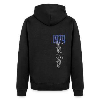1974 Vintage anniversaire drôles dictons - Veste à capuche bio Premium Unisexe - noir - Dos - Nico (187cm)