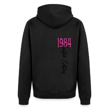 1984 Vintage anniversaire drôles dictons - Veste à capuche bio Premium Unisexe - noir - Dos - Nico (187cm)