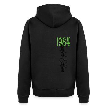 1984 Vintage anniversaire drôles dictons - Veste à capuche bio Premium Unisexe - noir - Dos - Nico (187cm)