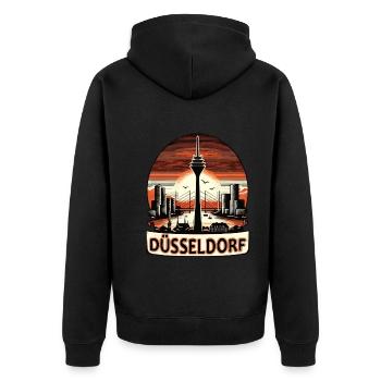 Düsseldorf Skyline Heart Love Home - Veste à capuche bio Premium Unisexe - noir - Dos - Nico (187cm)