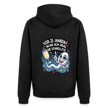 Il y a 25 ans, j’étais la femme la plus rapide - Veste à capuche bio Premium Unisexe - noir - Dos - Nico (187cm)