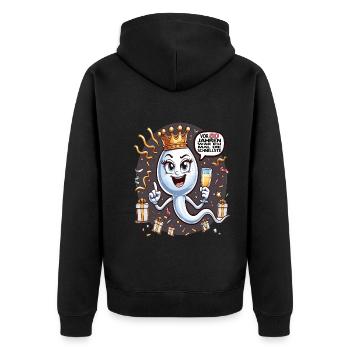 Vor 80 Jahren War Ich die Schnellste Frau - Unisex Premium Bio Zip Hoodie - Schwarz - Hinten - Nico (187cm)