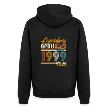 Légendaire depuis avril 1999 Vintage Birthday - Veste à capuche bio Premium Unisexe - noir - Dos - Nico (187cm)