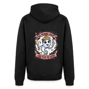 Il y a 63 ans, j’étais la femme la plus rapide - Veste à capuche bio Premium Unisexe - noir - Dos - Nico (187cm)