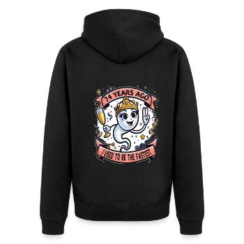 Il y a 74 ans, j’étais la femme la plus rapide - Veste à capuche bio Premium Unisexe - noir - Dos - Nico (187cm)