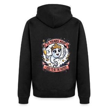 Il y a 75 ans, j’étais la femme la plus rapide - Veste à capuche bio Premium Unisexe - noir - Dos - Nico (187cm)